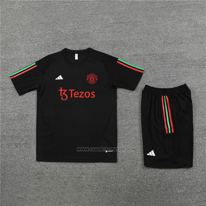 Chandal del Manchester United Manga Corta 2023-2024 Negro - Pantalon Corto